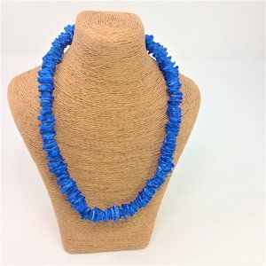 Blue 18" Puka Shell Necklace Choker - Hand Made